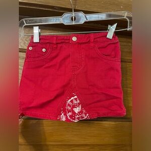 Mary Kate and Ashley red denim skirt with‎ shirt under
